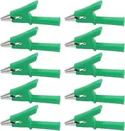 Fafeicy 10Pcs PVC Brass Crocodile Clamp/Holder Electrical Test Clamps Battery Test Clamp Electric Charging Clips 10mm Opening (Green)