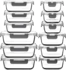 12 Pack Glass Food Storage Containers with Lids, Glass Meal Prep Containers Set