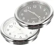 Alipis 2Pcs Car Dashboard Clock Adhesive Auto Timepiece with Luminous Pointer White and Black Color for Vehicle Interior Decoration