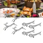 4PCS Cutlery Rest Silver Chopstick Stand Electroplated Polished Zinc Alloy