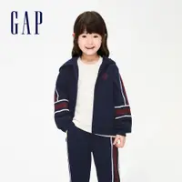 在飛比找蝦皮商城優惠-Gap 女幼童裝 Logo刷毛連帽外套 碳素軟磨系列-海軍藍