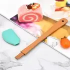 5pcs/set Bamboo Handle Scraper Colorful Butter Spreader Silicone Spatula Pastry