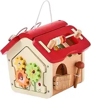 Wooden Activity Cube for Infants, Bead Maze and Abacus, 12 Months and Up, 5 Functions for Boys and Girls, red