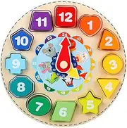 Wooden Shape Sorting Clock | Shape Matching Puzzle | Early Educational Activity for Boys Girls Ages 3+, Kindergarten Activity