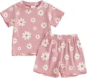 [FYBITBO] Toddler Baby Girl Clothes 1T 2T 3T 4T 5T Summer Outfits Short Sleeve T-Shirt Tops Camo Shorts Infant Clothing Set