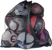 Super Z Outlet Sports Ball Bag Drawstring Mesh - Medium Professional Equipment with Shoulder Strap Black (30 inch x 40 inch Inches)