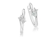 Tango Sterling Silver Round Cut with 0.06 CT of Diamonds Hoop Women's Earrings