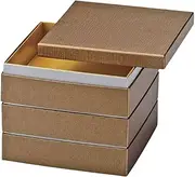 J-Kitchens Excursion Lunch Box, Made in Japan, 3-Tier, 6.5 Inches, Japanese Paper, School Store, Gold Pearl, 7.9 x 7.9 x 6.9 inches (20.0 x 20.0 x 17.6 cm)