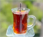 Topkapi - 18-Piece Turkish Tea Set Keyif-Sultan, 6 Tea Glasses, 6 Coasters, 6 teaspoons, Complete Set