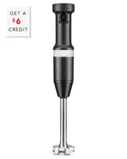KitchenAid Corded Variable-Speed Black Matte Immersion Blender with Blending Jar with $6 Credit