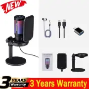 U850 Metal USB Microphone Kit USB Mic with RGB Light Round Base Stand for Live