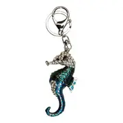 Metal/Crystal Seahorse Keyring Bag/Car Key Accessory Charm Keychain Tag Blue