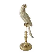 Singa Brass & Ceramic Parrot on Stand in White