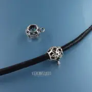 2 Oxidized Sterling Silver Lily Floral Pendant Bail Connector, Closed Loop 33371