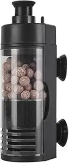 Aquarium Filter, Fish Tank Filter for Small Tank, Small Internal Aquarium Filter, Submersible Foam Filter with Filtered Ceramic Balls, Small Aquarium Filter for Breeding Fry Shrimp Tank (Black)