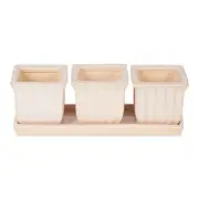 HOME GARDEN DECOR WHITE SQUARE CERAMIC PLANTER SET/3