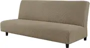 Stretch Armless Sofa Slipcover Futon Cover with Elastic Bottom, Sand