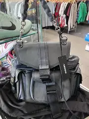 NEW Diesel Miss Match Buckle Leather Pouch Backpack Grey