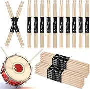 Fiada 30 Pairs Drum Sticks Bulk Maple 5A Classic Maple Wood Drumsticks Rhythm Sticks for Adults Drumming Accessories