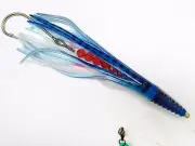 9" RIGGED GREEN MACHINE STYLE LURE TROLLING TUNA MARLIN - BLUE MACKEREL/WHITE