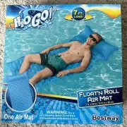 NEW Bestway H2oGo Float N Roll Air Mat 7 feet long NIB Blue Pool Mat