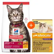 Hill's Science Diet Adult 6kg + Advocate 6 Pack Bundle For Cats Bundle
