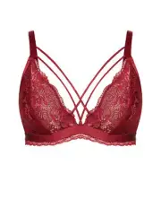 CITY CHIC Plus Size M 18-20 Boudoir Bralette Bra WIREFREE Soft Cup Red Chill