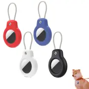 4pcs Compatible with Apple AirTag Secure Holder with Wire Cable Durable Protective Case for Keys Luggage-Black and White and Blue and Red