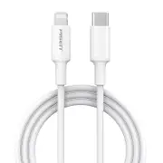 Pisen 6902957032339 1.2m Lightning to USB-C PD Fast Charge Cable White Ultimate Durability