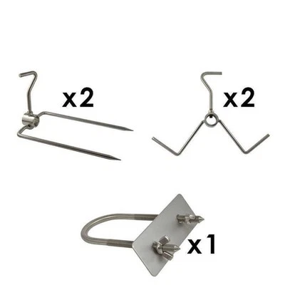 Spit Roast Accessories for Whole Lamb/Pig 28mm | Prongs, Leg Brackets, Brace