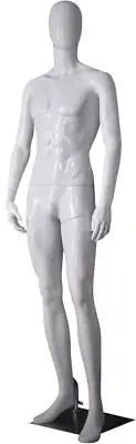 Abstract Male Plastic Mannequin - Gloss white relaxed stance