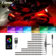 12x RGB Underglow LED Light Strip APP+RF Control For Kawasaki Ninja ZX-6R ZX-10R