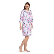 New Miss Elaine SPRING BLOSSOM 3/4 Slv Snap Front House Dress Nightgown Robe XL