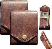[Generic] Multifunctional Compact Wallet, Handmade Leather Card Holder/Wallet, Wallet for Put Flat Banknotes, Slim Minimalist Wallet, Portable Leather Card Holder Wallet, Handmade Leather Wallet for Men (2PCS)