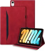 Jarttarn Case Compatible with iPad Mini 7 8.3 inch (A17 Pro, 2024, 7th Generation), iPad Mini 7 Wallet Case, Smart Folio Slim Stand Book Cover with Stylus Holder (Red)