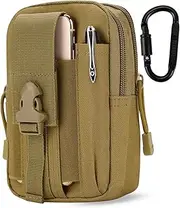 Outdoor Tactical Waist Bag EDC Molle Belt Waist Pouch Security Purse Phone Carrying Case for iPhone 8 Plus Galaxy Note 9 S9 Or Less Than 6.2 inches Smartphone - Khaki