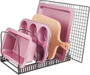 Toplife Adjustable Bakeware Rack, 10 Adjustable Compartments, for Pantry or Cabinet, Brown