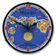 Hawaii Supports the 2nd Amendment, Lighted Backlit LED Clock Free Shipping