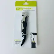 Truetap Double Hinged Waiter's Corkscrew Foil Cutter, Stainless Steel, Black
