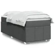 Box Spring Bed with Mattress Dark Grey King Single Fabric vidaXL