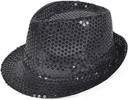 [boxed-gifts] Solid Color Sequins Fedora Hat