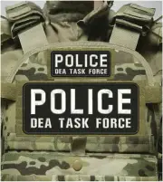 POLICE D E A TASK F EMBRIDERY PATCH 10X4 and 5x2 hook on back black/white