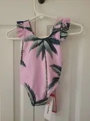 PatPat swimsuit Pink And Green Coconut Palm Tree Print one piece infant 9-12m