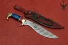 15" CUSTOM HAND MADE DAMASCUS STEELBOWIE KNIFE GUARD BLUE&RED VERSION.H.US009