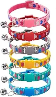 6 Pcs Collar with Bell, Nylon Kitty Collars Mixed Colors Kitten Collars 7.5-12in PjxTBd (Color : Love)