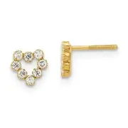 *BRAND NEW* 14ky Yellow Gold Madi K Childrens Polished CZ Heart Post Earrings