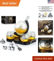 Whiskey Decanter Globe Set, Gifts for Men Husband Boyfriend Dad, with 4 Etche...