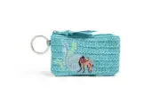 Vera Bradley Turquoise Straw Zip ID Case Antilles Treasure