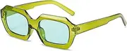 [Sibeg] Polygon Rectangle Sunglasses for Women 2024 New Retro Square Sun Glasses Men Classic White Shades UV400(Color:Green)