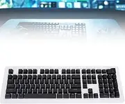 108 Key German Keyboard Keycaps, ABS Material, Minimalist Design, Compatible with 61 to108 Translucent Keyboards, Mechanical Keyboard Customized Layout (Black)